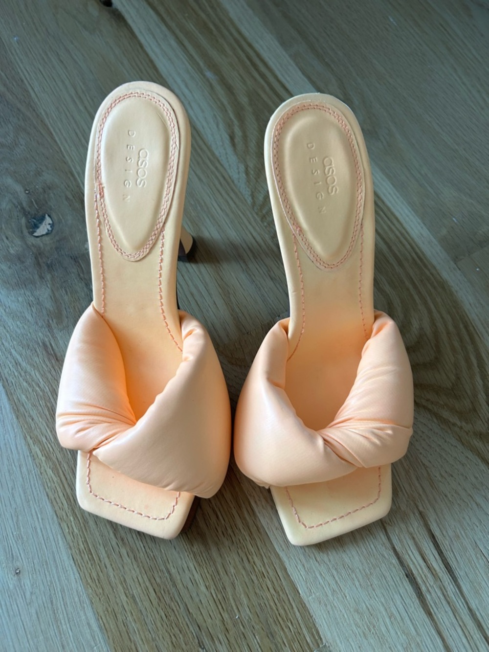 ASOS Peach Knotted Slide Heels